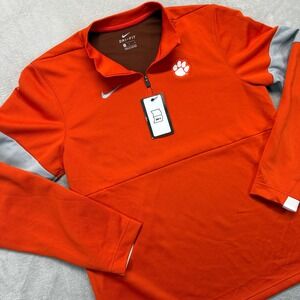Clemson Tigers Sweatshirt Mens Medium Orange Nike  Dri-FIT 1/4 Zip Pullover NCAA